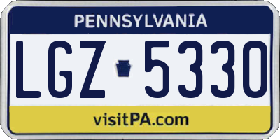 PA license plate LGZ5330