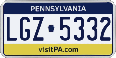 PA license plate LGZ5332