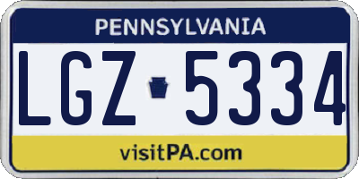 PA license plate LGZ5334