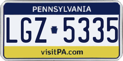 PA license plate LGZ5335