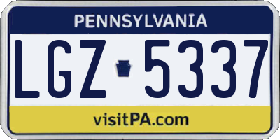 PA license plate LGZ5337