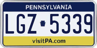 PA license plate LGZ5339