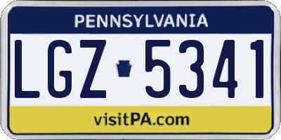 PA license plate LGZ5341