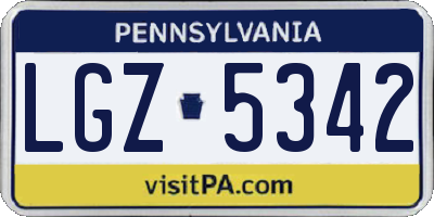 PA license plate LGZ5342