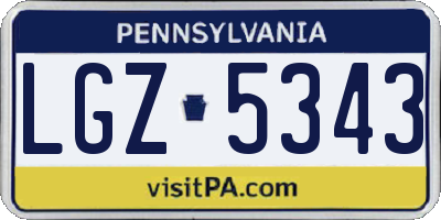 PA license plate LGZ5343