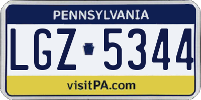 PA license plate LGZ5344