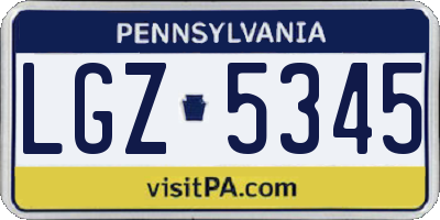 PA license plate LGZ5345