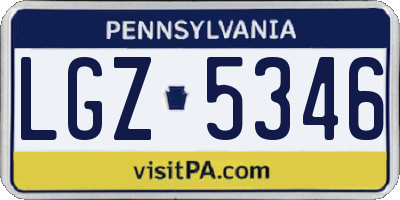 PA license plate LGZ5346