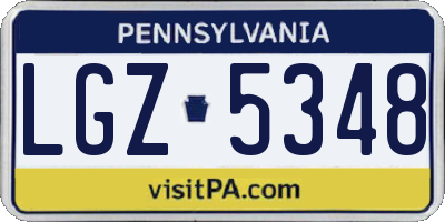 PA license plate LGZ5348