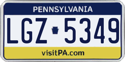 PA license plate LGZ5349