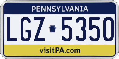 PA license plate LGZ5350