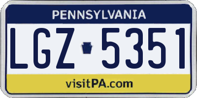 PA license plate LGZ5351