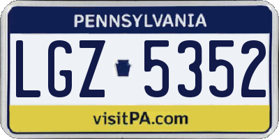 PA license plate LGZ5352