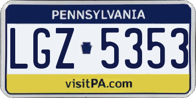PA license plate LGZ5353