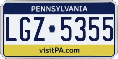 PA license plate LGZ5355