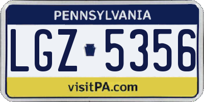 PA license plate LGZ5356