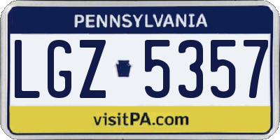 PA license plate LGZ5357