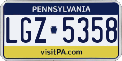 PA license plate LGZ5358