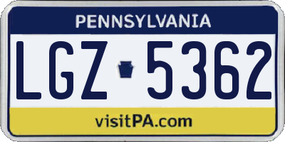 PA license plate LGZ5362
