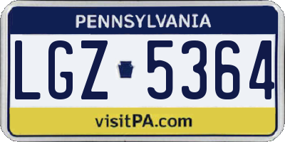 PA license plate LGZ5364