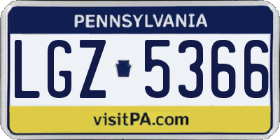 PA license plate LGZ5366