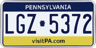 PA license plate LGZ5372