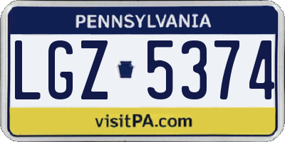 PA license plate LGZ5374