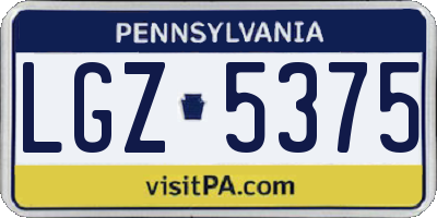 PA license plate LGZ5375
