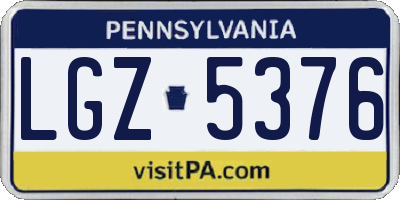 PA license plate LGZ5376