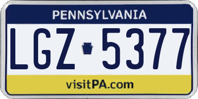PA license plate LGZ5377