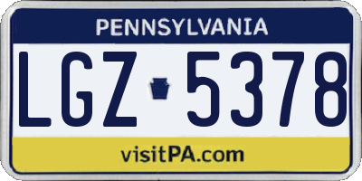 PA license plate LGZ5378