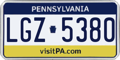 PA license plate LGZ5380