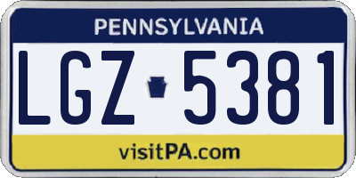 PA license plate LGZ5381