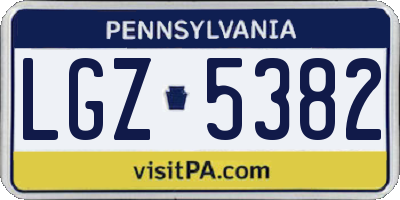 PA license plate LGZ5382