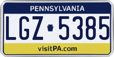 PA license plate LGZ5385
