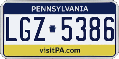 PA license plate LGZ5386