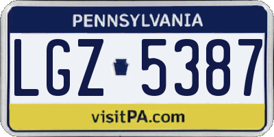 PA license plate LGZ5387