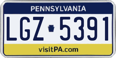 PA license plate LGZ5391