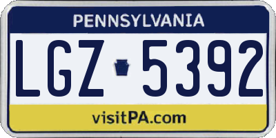 PA license plate LGZ5392