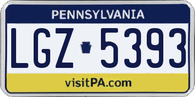 PA license plate LGZ5393
