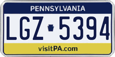 PA license plate LGZ5394