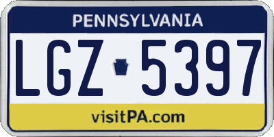 PA license plate LGZ5397