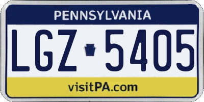 PA license plate LGZ5405