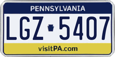 PA license plate LGZ5407