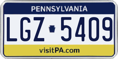 PA license plate LGZ5409