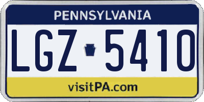 PA license plate LGZ5410