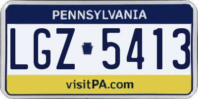 PA license plate LGZ5413