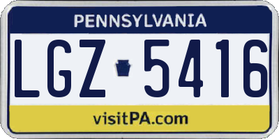PA license plate LGZ5416