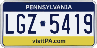 PA license plate LGZ5419