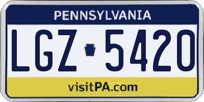 PA license plate LGZ5420